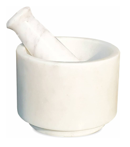 Nature White Marble Mortars y Pestal Press Utensilios de cocina 100% Piedra de mármol natural uso tamaño mediano - Product Image 3