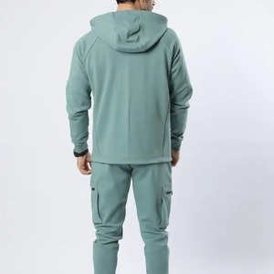 100% nuevo conjunto de chándal de lana de algodón para hombres invierno estilo sólido con cremallera Sudadera con capucha pantalón acampanado traje estilo callejero impreso de talla grande - Product Image 6