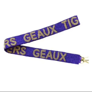 Correa de cuentas hecha a mano de equipo universitario para mujeres niñas Geaux Tigers Game Day accesorio Fans India algodón correa de cuentas personalizable - Product Image 1