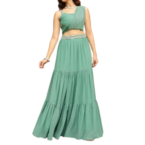 Vêtements pour femmes modestes vêtements de fête de créateurs indiens mariage Lehenga Choli & Dupatta ensemble robes de soirée respirantes du Pakistan - Product Image 1