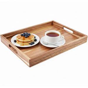 Plateaux de service en bois écologiques au design simple et élégant, décoration de service naturelle de qualité supérieure, plateau de service pour desserts disponible - Product Image 1