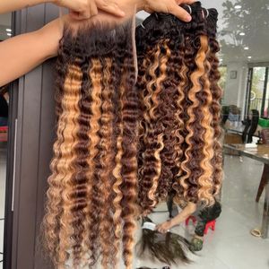 Extensiones de cabello humano vietnamita de alta calidad Bumerse Curly Highlight Color Paquetes de cabello crudo 100% Cabello humano real - Product Image 2