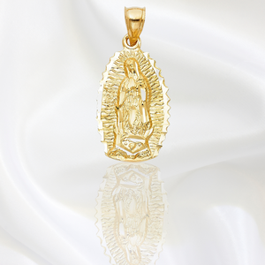 Chapado en oro amarillo de 14K, colgante de Nuestra Señora de Guadalupe, joyería religiosa de moda elegante - Product Image 4