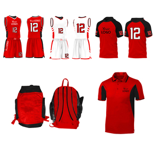Conjunto Deportivo Personalizado para Mujer de Talla Grande, Camiseta de Baloncesto, Pantalones Cortos, Polo, Mochila, Rojo, Negro, Blanco, Transpirable, para Equipo Atlético - Product Image 1