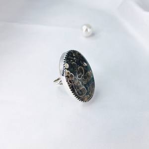 Bague de fiançailles en argent sterling 925 avec cabochon de jaspe Turtela en argent fin pour cadeau de mariage - Product Image 3