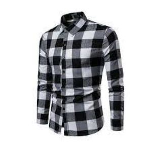 Camisa de franela a cuadros de algodón con estampado 2024 personalizado de manga larga para hombre, cuello levantado, antiarrugas, informal, transpirable, de otoño, oferta - Product Image 1