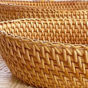 Panier à pain rond en rotin naturel tissé à la main, côtés hauts, fait main, écologique, paniers de rangement modernes multifonctionnels, fabriqué au Vietnam - Product Image 6