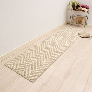 Tapis de cuisine antidérapant en coton et acrylique fabriqué au Japon Design ondulé élégant en beige/vert/rose Tapis de 45180cm faciles à laver - Product Image 3