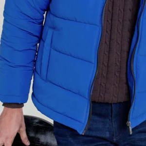 Streetwear personnalisé veste d'hiver pour hommes manteau fermeture éclair poches cargo vierges bleu léger bulle hiver doudoune pour garçon - Product Image 5