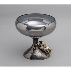 Frutero de Vidrio Tintado Negro con Base de Metal, Frutero Decorativo para Mesa de Comedor, Frutero Moderno para Servir Postres en Bodas - Product Image 4