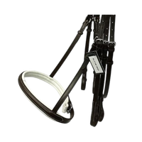 Bridon classique en cuir véritable avec quincaillerie en acier inoxydable, rênes rembourrées douces, fabriqué à la main, réglable, pour l'endurance et la course