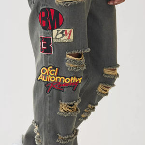 Pantalones Vaqueros para Hombre de Alta Calidad al por Mayor, Mejor Precio, Logotipo Personalizado, Pantalones Vaqueros con Estampado, Ropa Casual - Product Image 1