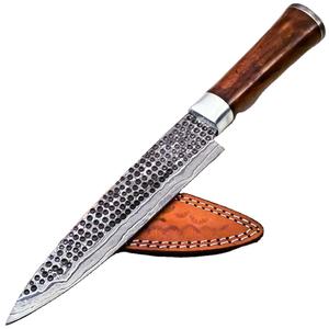 Ahmad Fabric Custom Handmade 13-Inch Damascus Steel Chef <b>Knife</b> with Leather Sheath Beautiful Handle Customizable Supported - Product Image 1