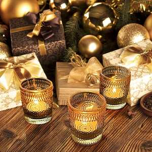 Porte-bougie chauffe-plat doré élégant, supports de bougies votives métalliques pour la décoration de la maison, les festivals et les cadeaux - Product Image 3