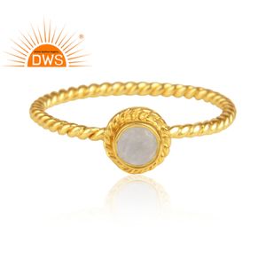 Rings Latest Design Jewelry Manufacturer Rainbow Gold Plated Sterling Silver 925 Trendy Gemstone Rings Round Rainbow <b>Moonstone</b> - Product Image 1