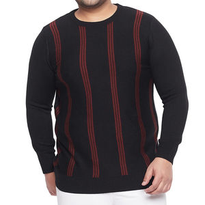 Pull en tricot pour homme en coton lourd, col rond, effet déchiré, vêtements de rue - Product Image 1