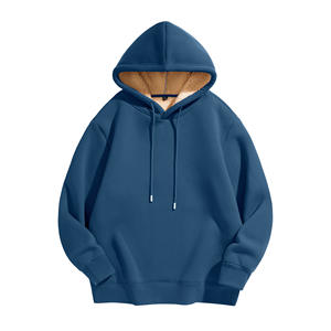 Sweats à capuche d'hiver en coton lourd pour hommes, tissu polaire, séchage rapide et respirant, design uni avec poche - Product Image 4