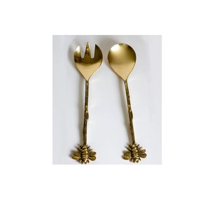 Ensemble de couverts de service de salade en acier inoxydable poli Articles de cuisine à domicile uniques Couverts avec matériau en métal - Product Image 2