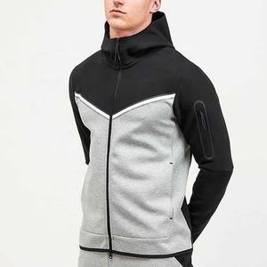Vente en gros OEM Premium Quality Patchwork Full Zip Up Hoodie Jogger Tracksuits Private Labels et Logo 2 Piece Sweatsuit Set - Product Image 2