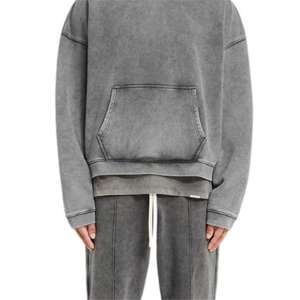 Conjunto de sudaderas y pantalones de chándal de peso pesado de alta calidad, ropa de calle para hombre, conjunto de sudaderas con capucha de dos piezas de gran tamaño personalizado, chándal para hombre - Product Image 2