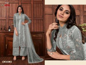 Filet de papillon lourd attrayant avec Zari et paillettes travail Slwar costume fabricant et fournisseur en gros d'usine de l'Inde - Product Image 6