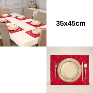 3 Piece 100% Cotton Red <b>Placemat</b> Set Decorative Table Mats 35x45cm Durable Washable Elegant Dining Table Accessories - Product Image 5