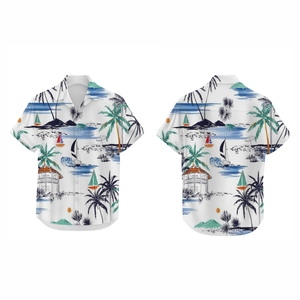 Chemise en coton hawaïenne imprimée pour hommes, simple boutonnage avec fonction anti-boulochage pour vacances à la plage - Product Image 4