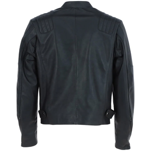 Blouson Moto en Cuir Noir pour Homme, Col Montant, Fermeture Éclair, Coupe Slim, Coupe-Vent, Nouveau Modèle, Logo Personnalisé, Véritable Cuir pour Homme - Product Image 4