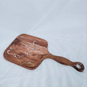 Planche à découper en bois d'acacia avec poignée, planche à charcuterie en bois, bloc à découper pour la cuisine, pour la viande, le fromage, les légumes, le pain, les fruits, en solde - Product Image 1