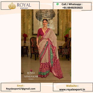 Lancement du nouveau design Mangalkari Smoothy Printed Patola Silk avec Designer Border Saree au prix de gros - Product Image 4