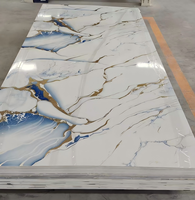 Panneau mural en PVC à texture de pierre MORLENX, en marbre gris naturel, avec revêtement UV, haute brillance, matériau décoratif d'intérieur