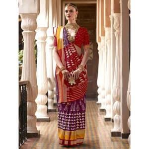 Pretty <b>Purple</b> Patola Silk <b>Saree</b> Digital Printed for Wedding Wear - Product Image 5