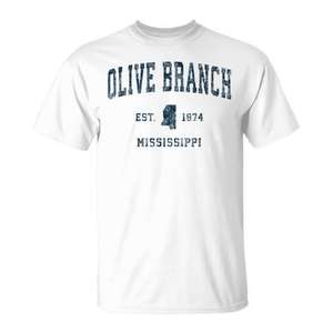 T-shirt imprimé Olive Branch Mississippi Vintage Sports Navy - Product Image 1
