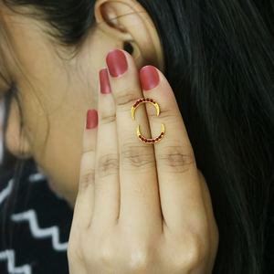 Boucles d'oreilles croissant de lune en argent sterling 925 Bijoux célestes minimalistes Grenat Goujons de pierre de naissance de janvier - Product Image 6