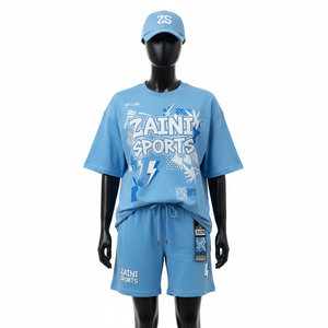 Conjunto de Camiseta y Pantalones Cortos para Mujer, Algodón Jersey Premium de 180 GSM, Suave y Transpirable, Azul Cielo, Impresión de Pantalla, Logotipo Personalizado - Product Image 6