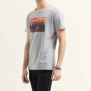 Venta al por mayor personalizado peso pesado 250gsm camiseta impresa 100% algodón hombres personalizados cuello redondo impreso microfibra camiseta - Product Image 3