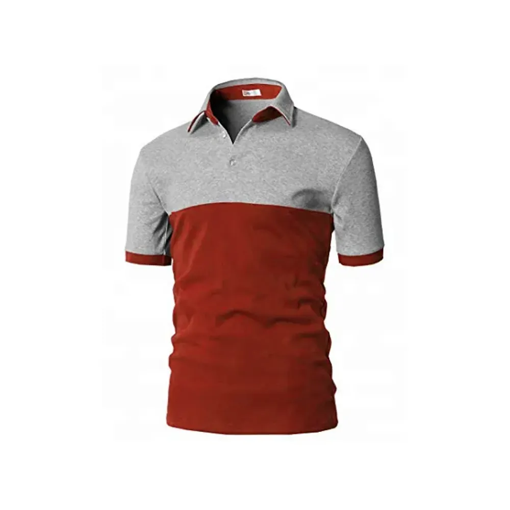 Custom 100% Cotton Men's Polo Shirt: Hit Color Block Short Sleeve Shirt, Slim Fit Polo T-Shirts Available in Various Colors