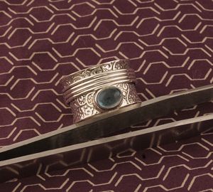 925 Sterling Silver <b>Spinner</b> Ring with Aquamarine Gemstone Handmade Engraved Meditation Ring for Women <b>Fidget</b> Jewelry - Product Image 1