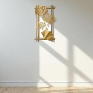 Décoration murale en métal de qualité supérieure avec motif de feuilles bleues et dorées, idéale pour la décoration contemporaine de la maison et du bureau, vente en gros en provenance d'Inde - Product Image 4