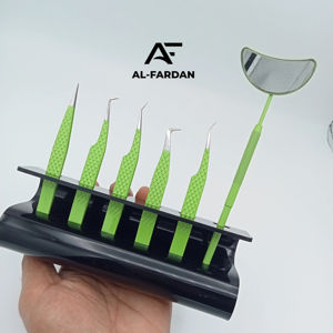 Japanese Stainless Steel Eyelash Tweezers Parrot Color 90 Degree Boot Lash Tweezers Diamond Grip <b>Mirror</b> Handles Pointed Tip Type - Product Image 5