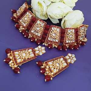 ชุดสร้อยคอไข่มุกปลอมสำหรับเจ้าสาวพร้อมต่างหูห้อยเครื่องประดับอินเดียสำหรับผู้หญิง - Product Image 2