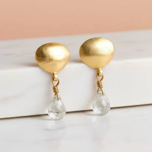 92.5 Sterling Silver 18K Gold Plated <b>Aquamarine</b> Drop <b>Earrings</b> Dainty Teardrop Luxury Jewelry for Women-Wedding & Party Occasions - Product Image 2