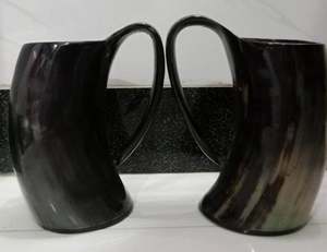 Taza de cuerno hecha a mano única, auténtica bebida ecológica rústica, taza elegante duradera, perfecta para café, té, whisky, al aire libre - Product Image 4