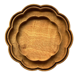 Plateau de service hexagonal en bois moderne en gros avec poignées en métal doré, finition noyer, plateau de présentation décoratif pour la maison et l'hôtel - Product Image 6