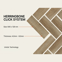 Plancher SPC à chevrons, grade E0, antidérapant, étanche, en vinyle rigide, avec sous-couche insonorisante IXPE, ignifuge, pour usage commercial intérieur