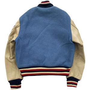 Blouson universitaire personnalisable en molleton de coton avec patchs, manches tricotées, style streetwear, coupe oversize, grande taille, séchage rapide - Product Image 2