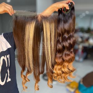 Extensions de cheveux humains vietnamiens couleur ombre rebondissante de haute qualité avec prix de gros frontale et paquet 2025 - Product Image 4