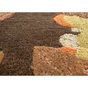 พรมขนสัตว์ผสมวิสโคสสีเบจน้ำตาลลายดอกไม้ รุ่น Tra-14738 สำหรับตกแต่งบ้าน ห้องนั่งเล่น ห้องโถง ห้องวัยรุ่น รูปทรงสี่เหลี่ยมผืนผ้า - Product Image 3