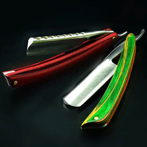 Maquinilla de afeitar de borde recto con mango de madera más vendida, cuchillo de afeitar de peluquero de acero inoxidable de alta calidad con mango plegable - Product Image 3