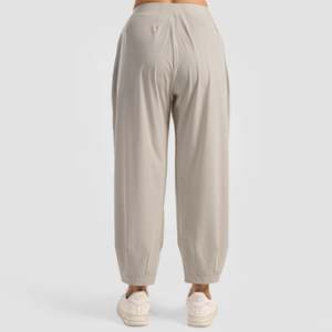 Pantalon Harem Dynamique pour Filles, Respirant, en Toile Crème, Décontracté, Ample à Jambes Larges, avec Taille Élastique Haute-Basse, pour le Printemps - Product Image 3